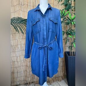Long sleeve belted denim dress by MNG